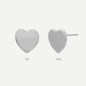 Silver Heart Studs