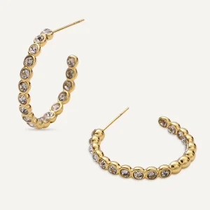 Crystal Pavé Hoop Post Earrings