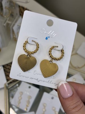 Gold waterproof heart earrings