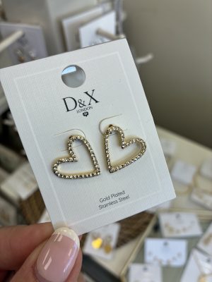 Heart Diamante Cut Out Earrings