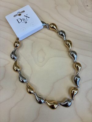 Sculpted Droplet Collar Necklace In Gold & Silver Tone