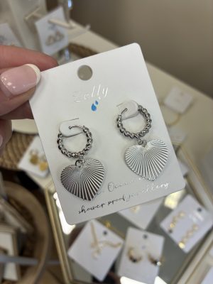 Silver Waterproof Heart Earrings