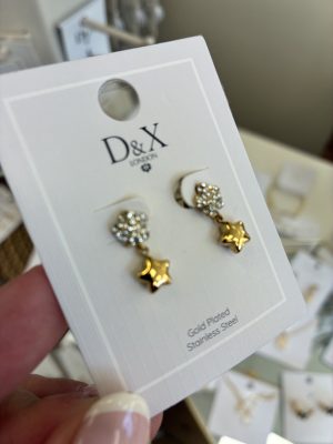 Vibes | Crystal Star Drop Earrings | 18K Gold-Plated