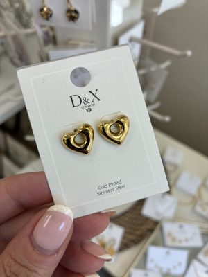 Gold Plated Stainless Steel Heart stud earrings