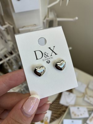 Solid Silver Heart Stud Earrings