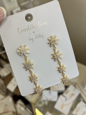 Gold Stars Drop Earrings