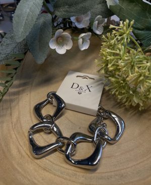Silver Sculpt Link Bracelet