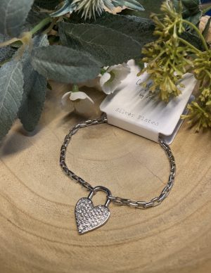Silver Heart Lock Bracelet